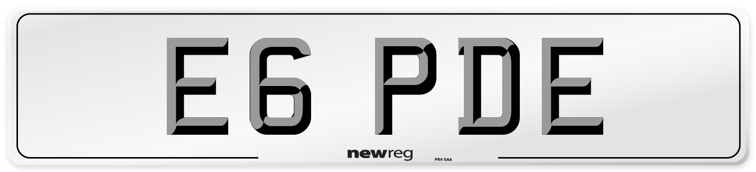 E6 PDE Number Plate from New Reg